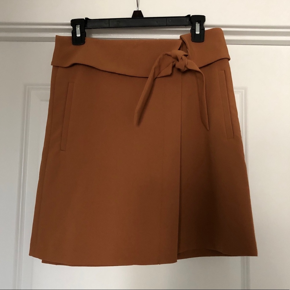 NWOT Loft mustard camel wrap mini skirt